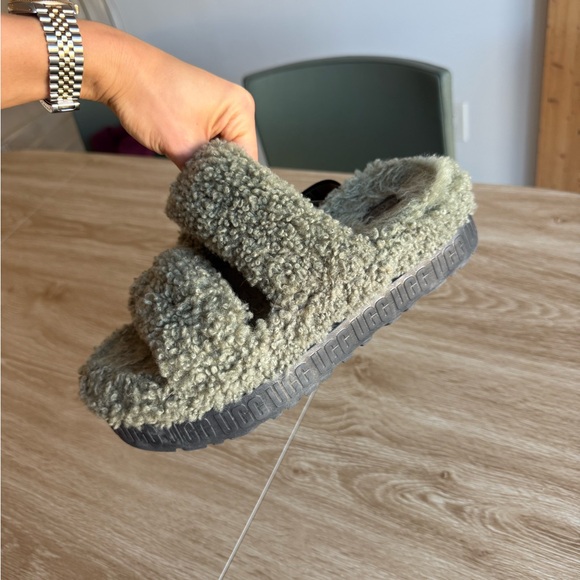 UGG Olive Fuzzy Sandals - Picture 2 of 3